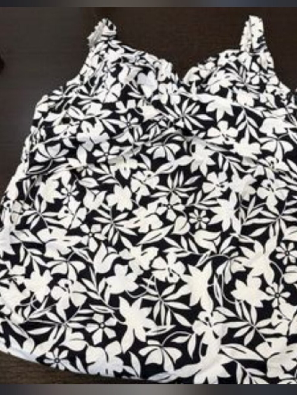 Lands' End Women's Black and White Floral Tank Camisole Size 22w Nwt